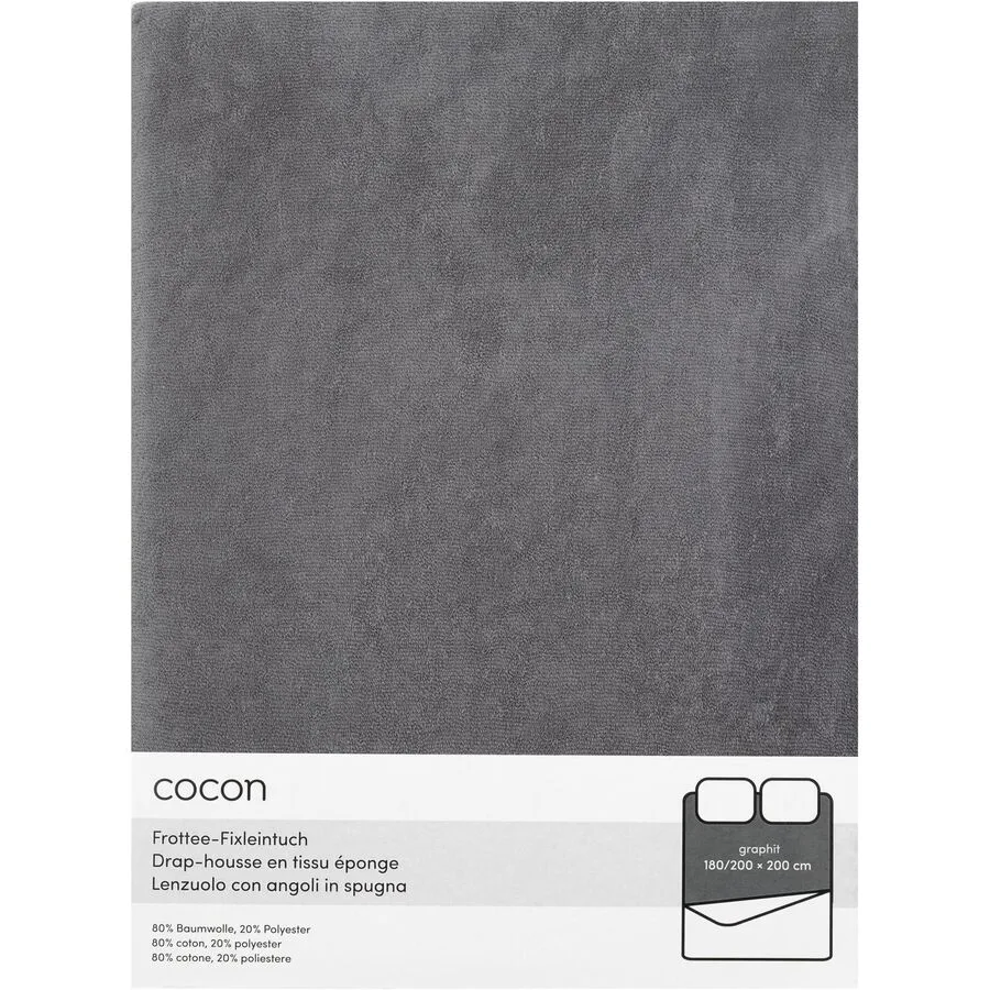 Fixleintuch COCON Graphit Kunststoff 180 x 200 cm - Material: Polyester (PES)