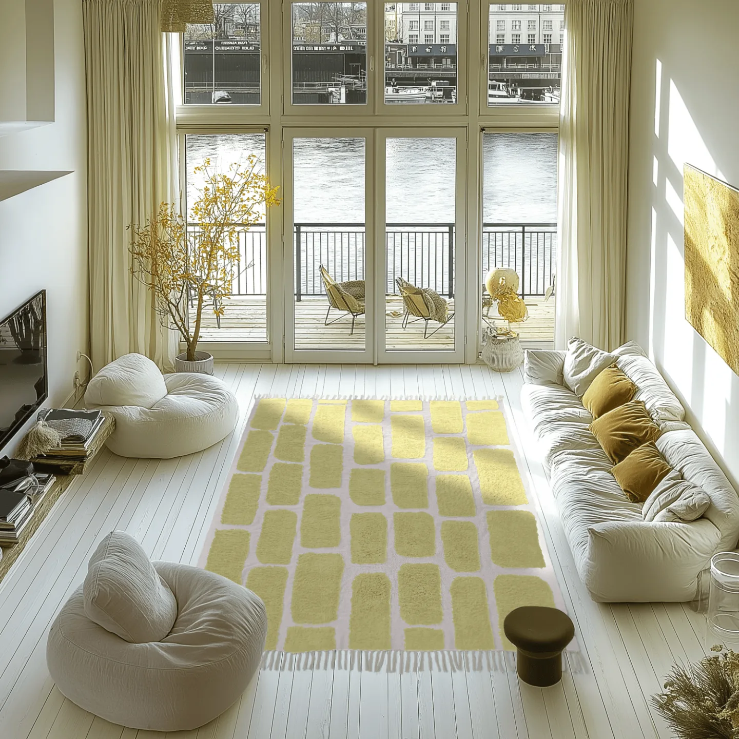 Ryetepper - Cyrus Natural Cotton Shaggy (gul) (Størrelse: 80 x 150 cm)