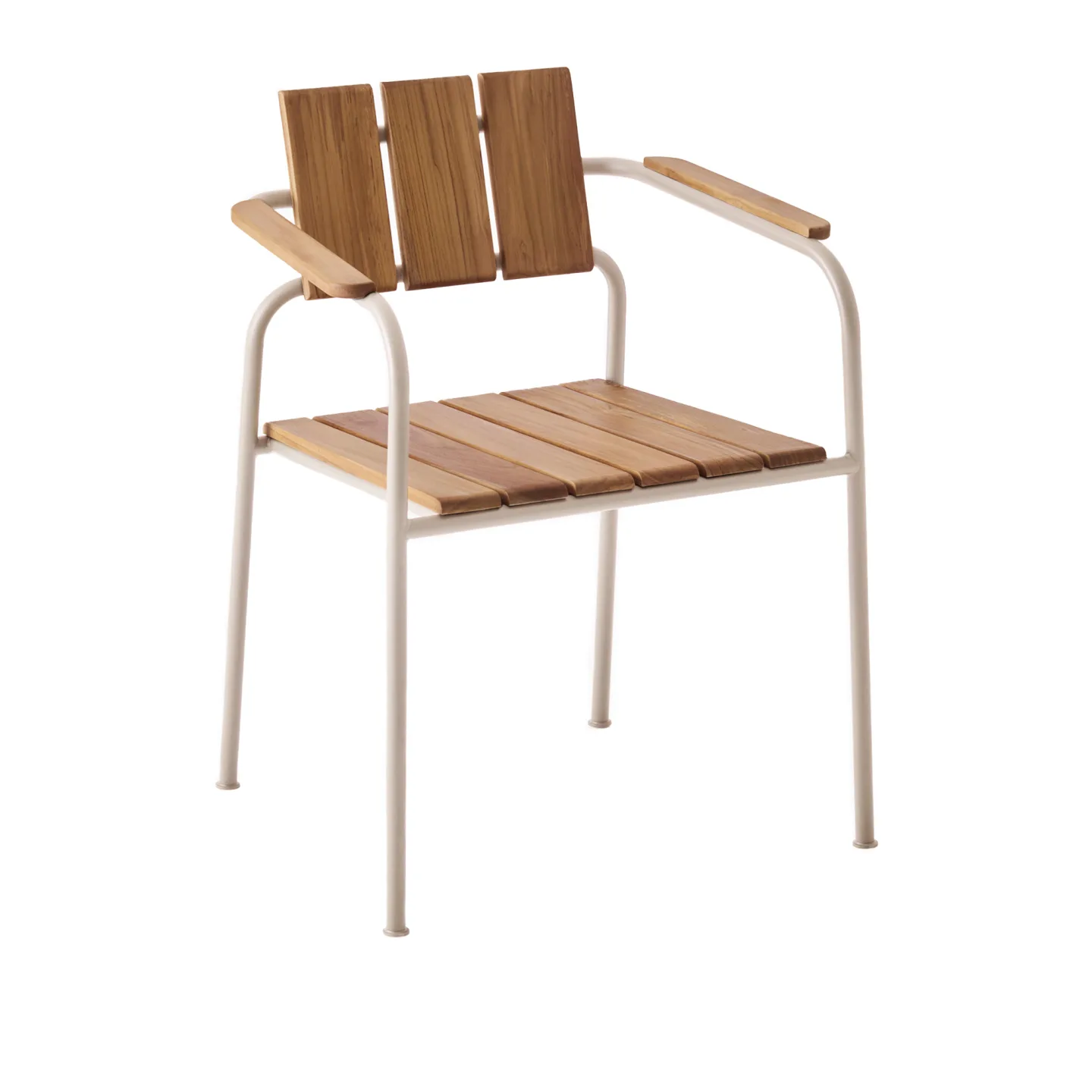 A Huseby - Kallio Outdoor Dining Chair with Armrests Ivory - Matstolar utomhus - Sami Kallio - Vit - Metall/Trä