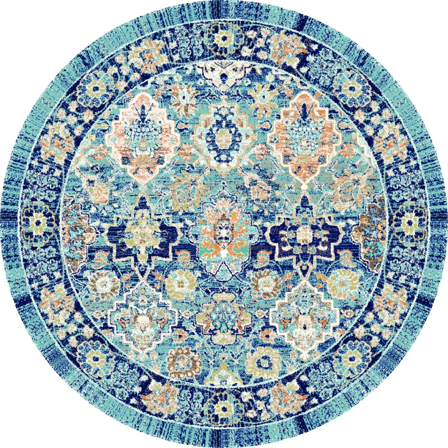 Rundt teppe - Fernana (blå/multi) (Størrelse: Ø 120 cm)
