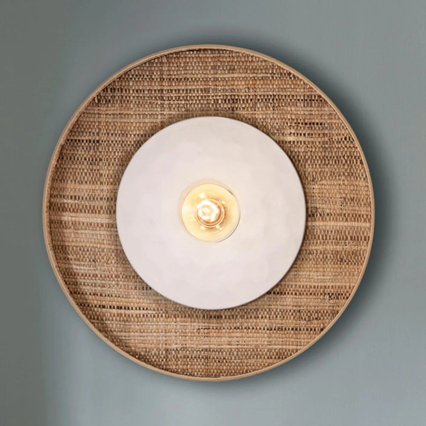 Portinatx Wandleuchte weiß, Ø50cm - MARKET SET - Wohnzimmer - Design - Keramik - Rund