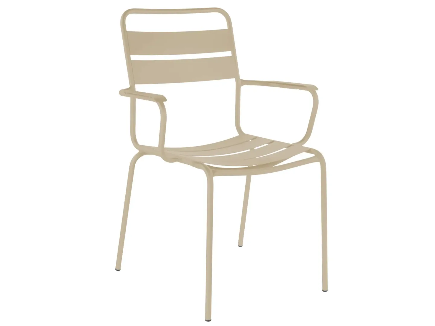 Schaffner Metall-Lattenstuhl Glarus mit Armlehne Beige | Schubiger Möbel