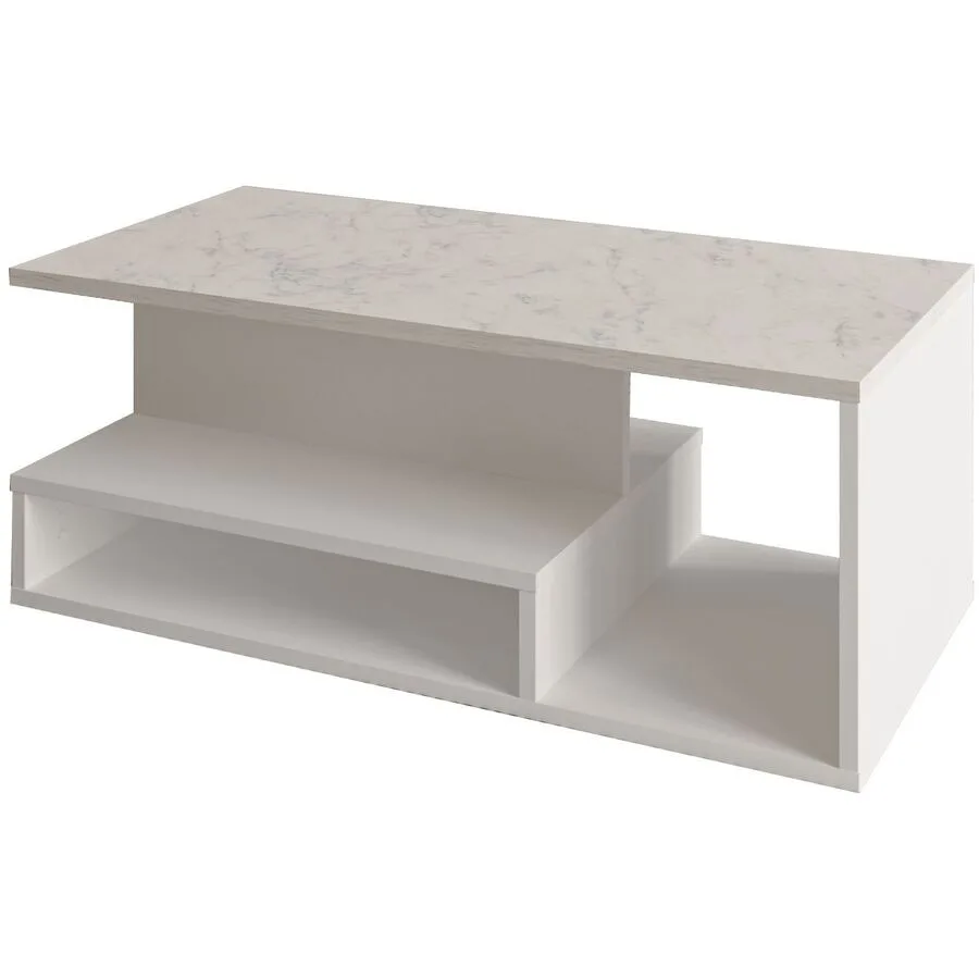 Salontisch Georis Weiß, Marmor 100% Melaminbeschichtete Kiefer B 90 cm T 44.8 cm