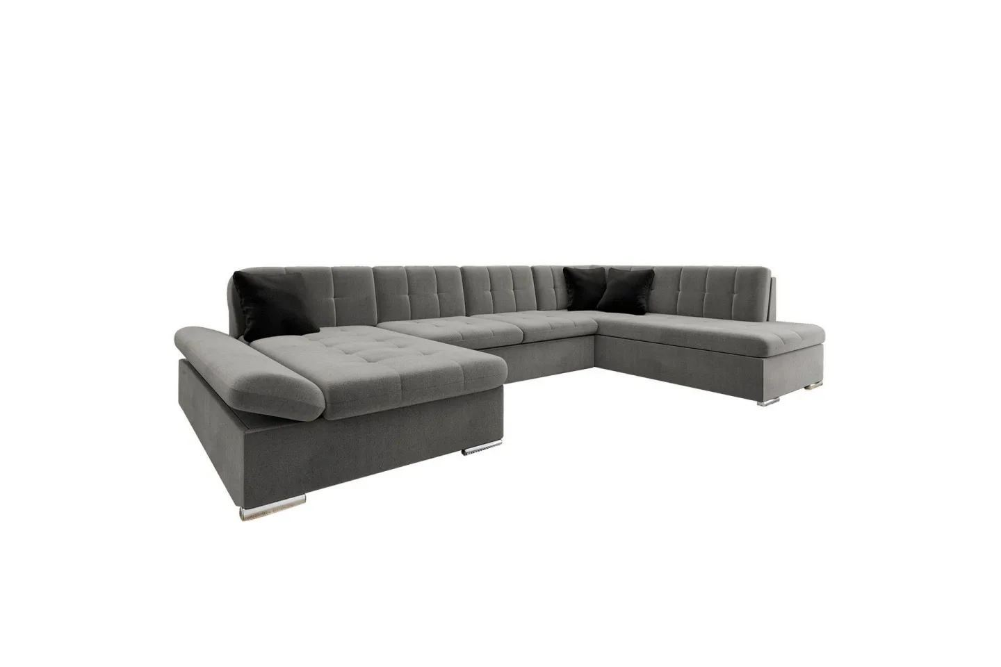Zumar Soffa med Divan och Schäslong 4-sits - Grå/Svart