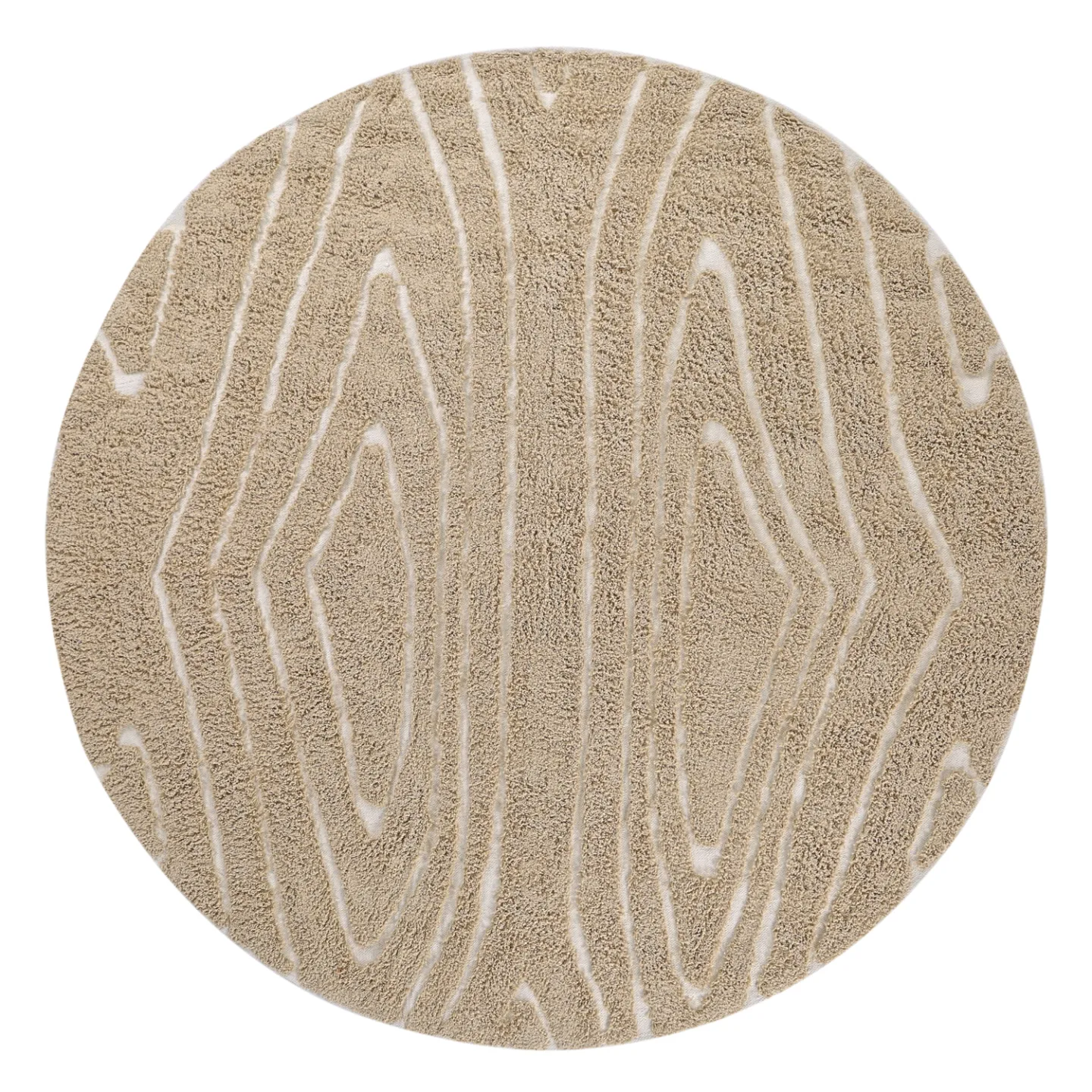 Runde tepper - Kindon Natural Cotton Shaggy (beige/hvit) (Størrelse: Ø 200 cm)