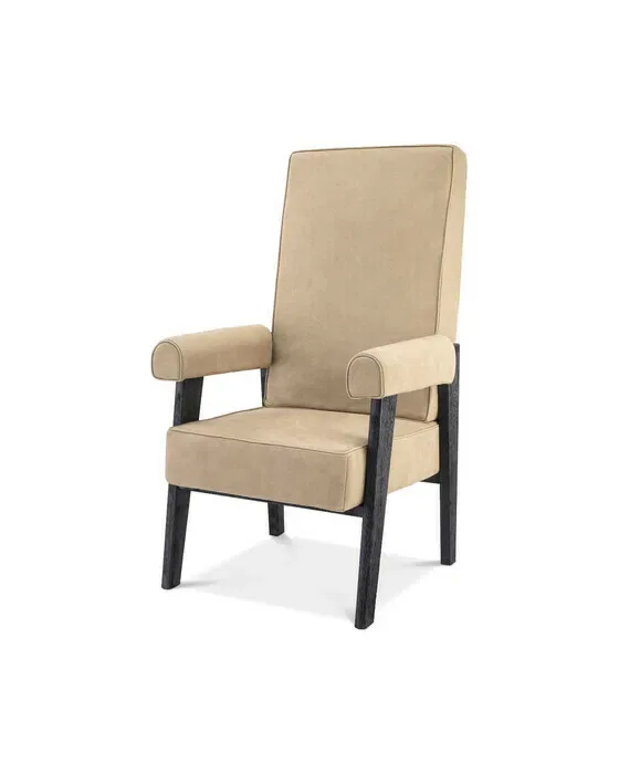Milo Leather Armchair Beige Nubuck High