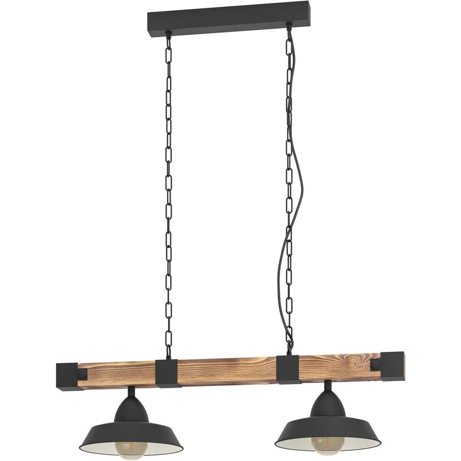 Eglo Pendellampe Oldbury Braun/Schwarz Stahl/Holz 26 cm 110 cm - Material: Holz/Stahl