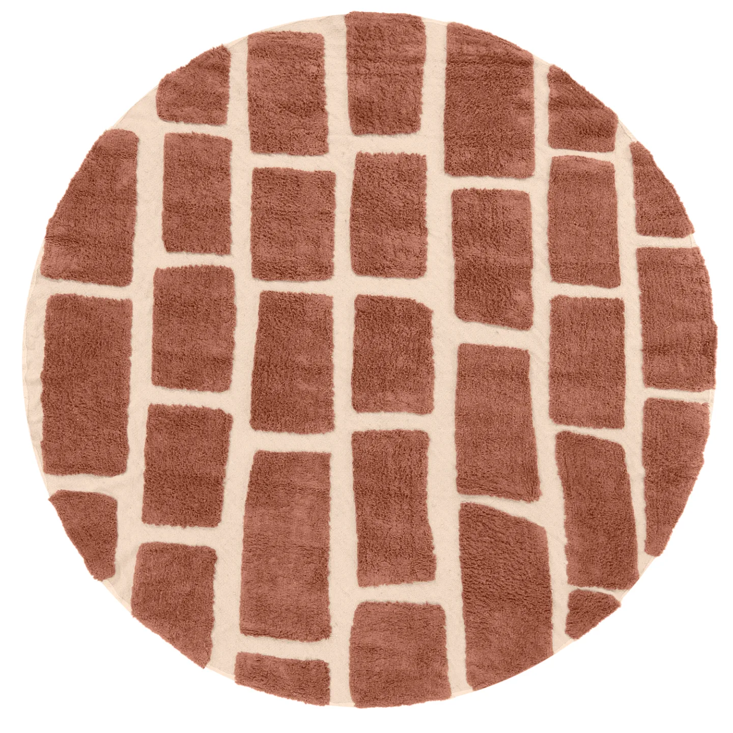 Rundt teppe - Cyrus Natural Cotton Shaggy (brun) (Størrelse: Ø 200 cm)