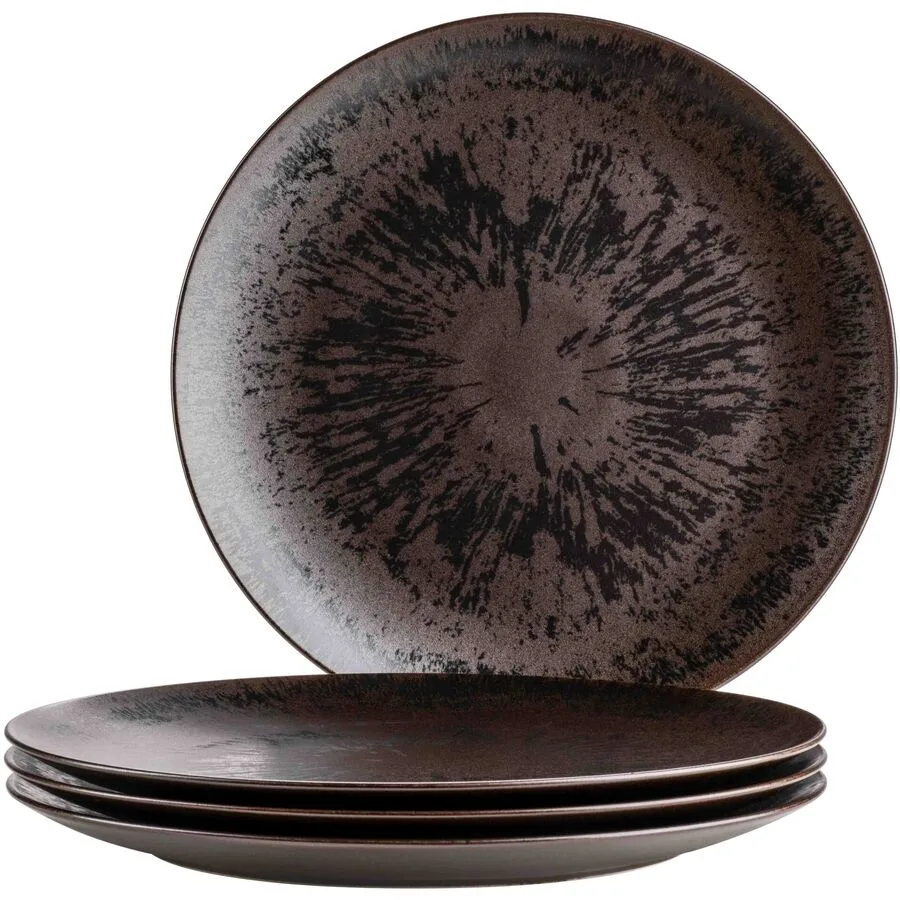 MÄSER Teller-Set Metallic Bronze braun/schwarz Steinzeug 4 Stk