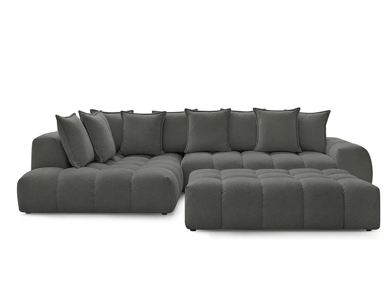 Ecksofa mit Hocker BOBOCHIC EVEREST Stoff chiniert dunkelgrau
