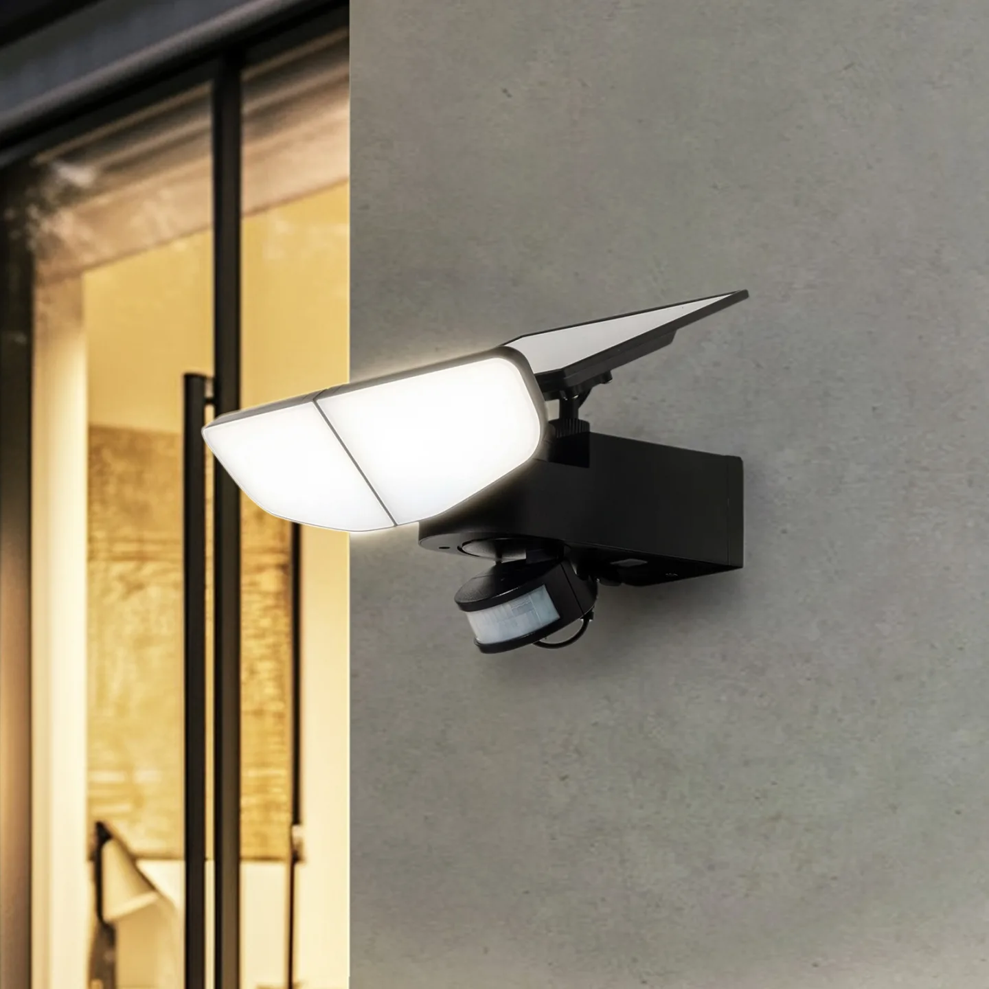 Naelin Solarzelle Wandleuchte w/Sensor Schwarz - Lindby - Balkon - Modern - Kunststoff - Mehrflammig