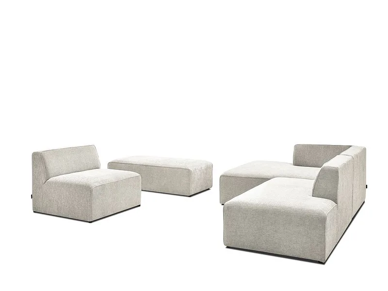 Sofa mit Hocker BOBOCHIC MEGEVE Stoff mit Textur beige