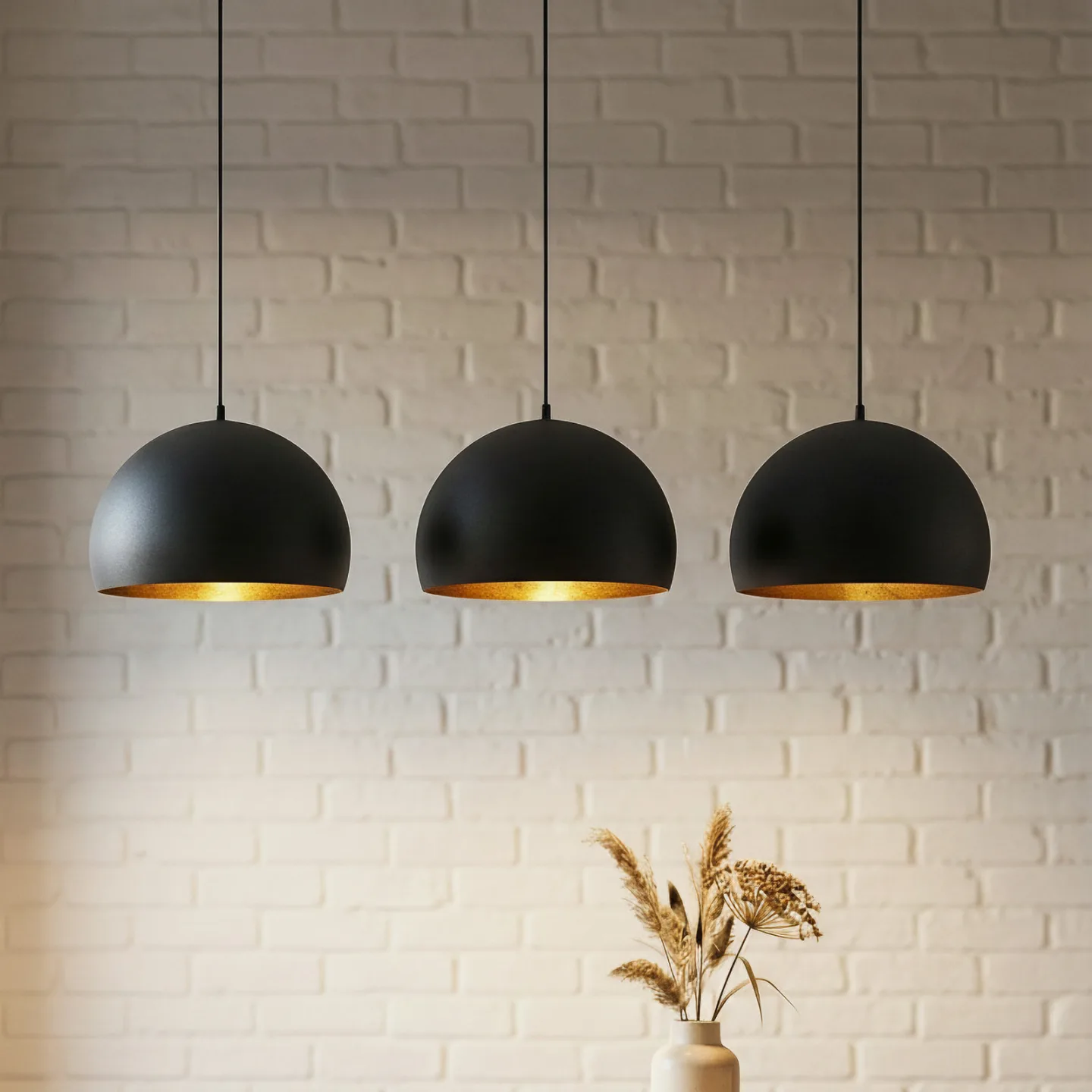 Tarjei Pendelleuchte L120 Black/Gold - Lindby - Wohnzimmer - Modern - Metall - Mehrflammig
