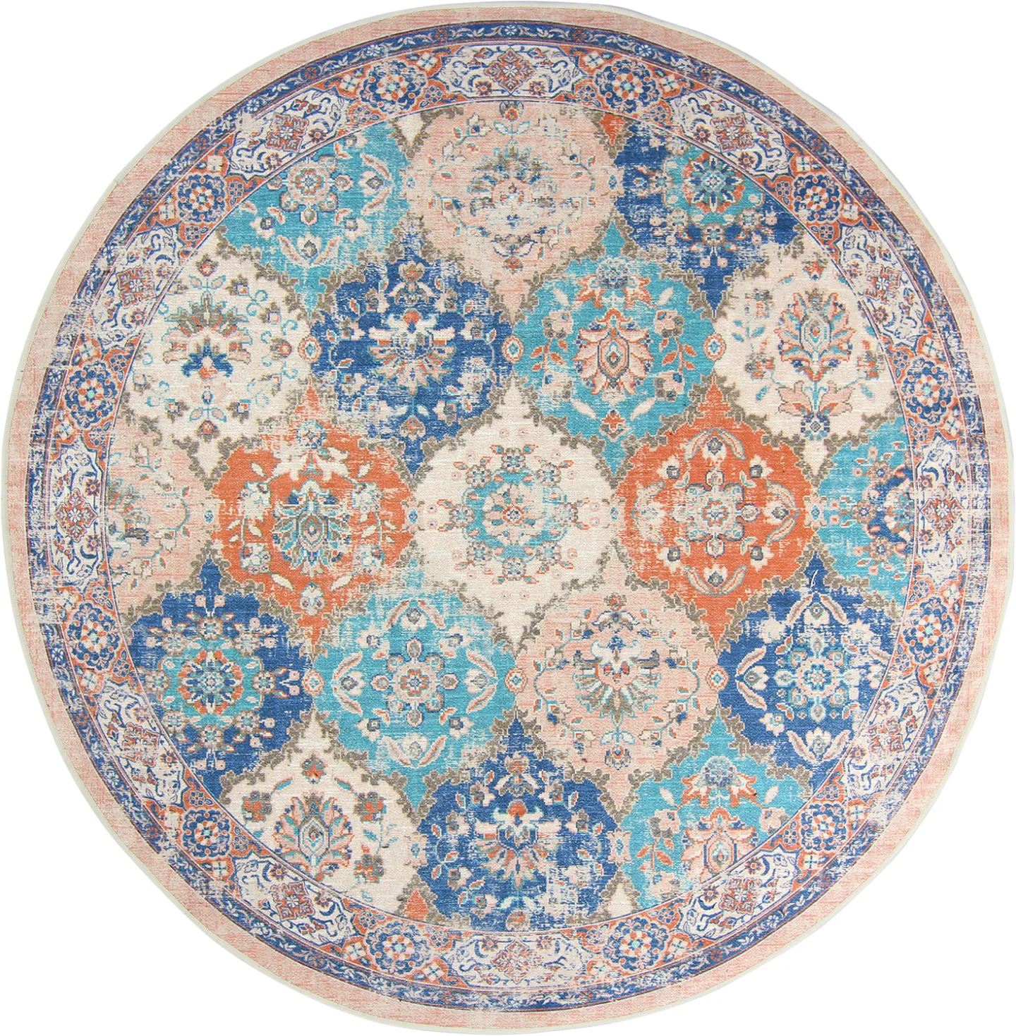 Rundt teppe - Bohemia (rosa/blå) (Størrelse: Ø 200 cm)