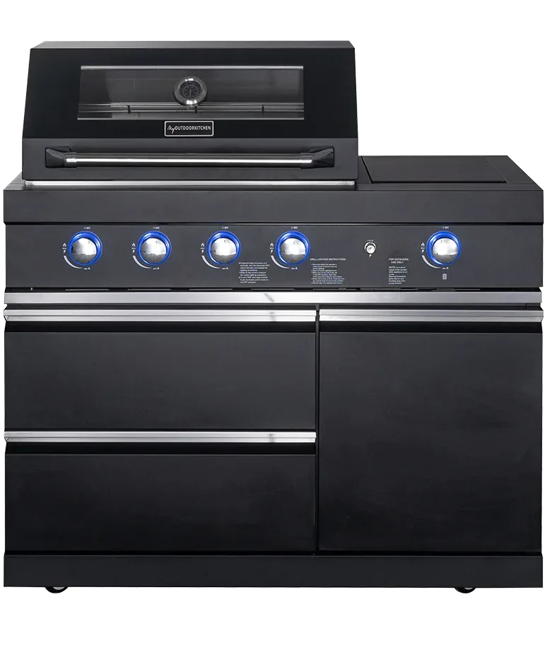 Pure - Freistehender Gasgrill mit 4 Brennern und Infrarot-Seitenbrenner - Schwarz