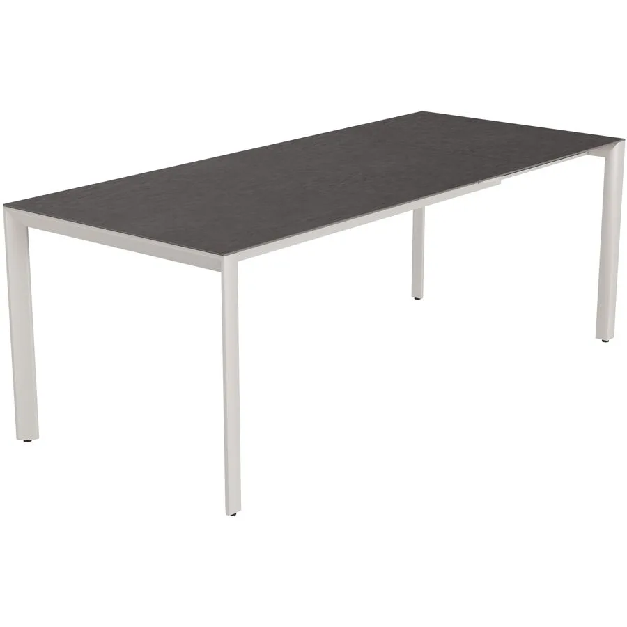 Gartentisch ausziehbar Tropea HPL Moonscape grey 140x90 cm - Farbe: Greige matt / Moonscape grey - Material: HPL/Stahl pulverbeschichtet - Möbel