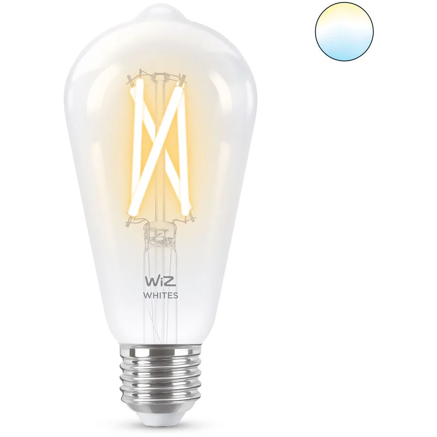 Leuchtmittel WiZ Glas E27 6.7 W - Farbe: Transparent - LED - Lichtfarbe: Extra warmweiss - Helles Neutralweiss - LED Leuchtmittel