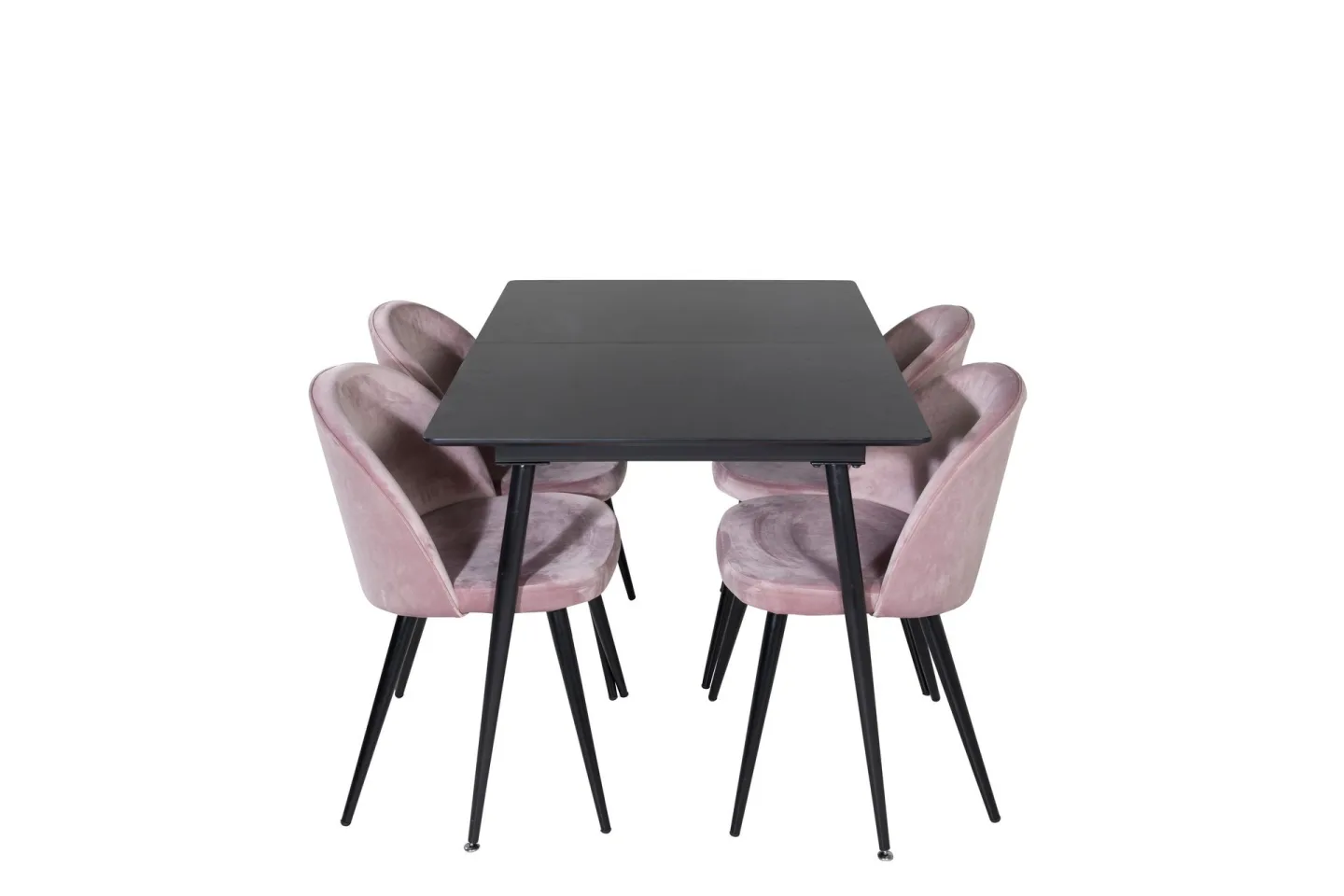 Silar Matgrupp Förlängningsbar 120 cm Rektangulär med 4 Velvet stolar - Svart