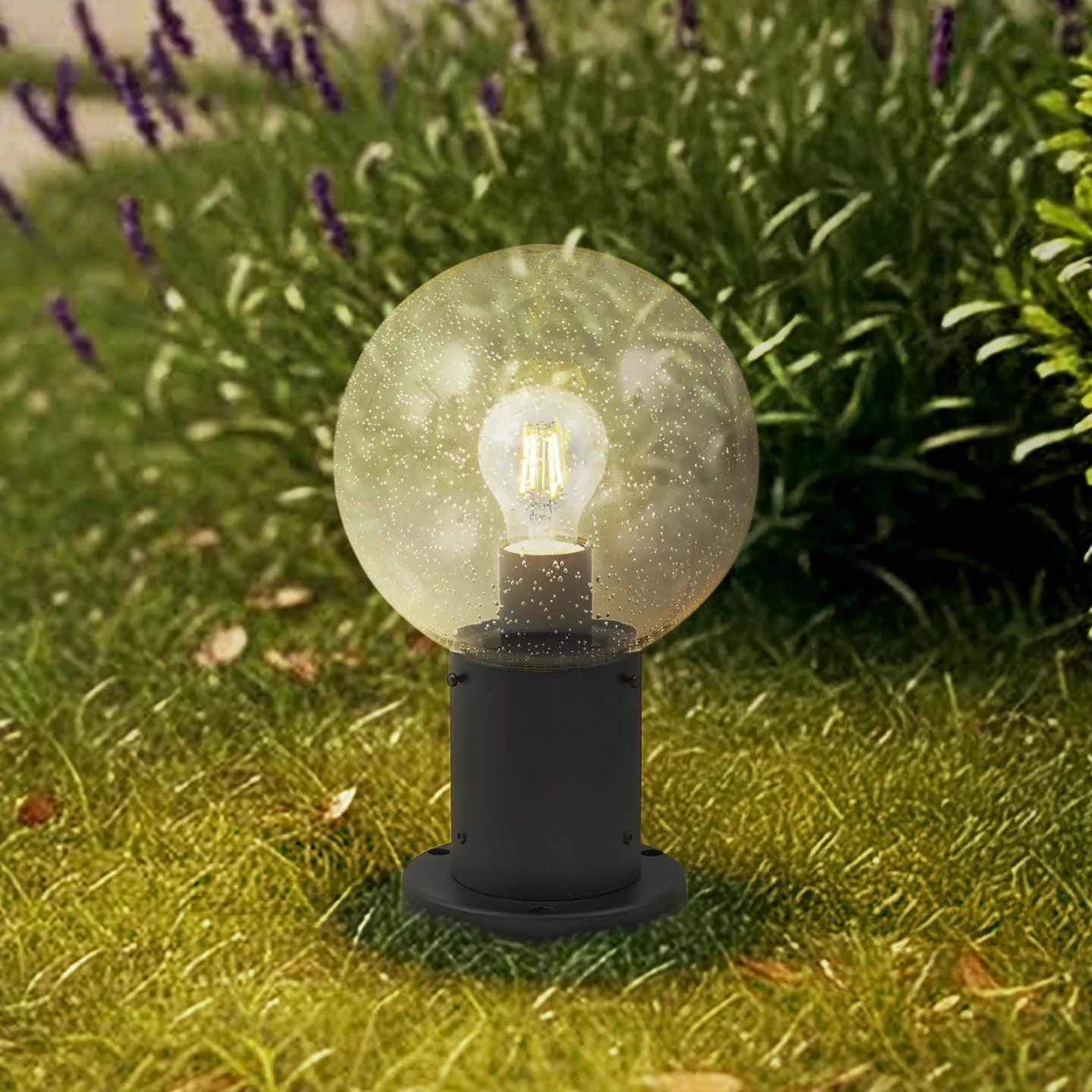 Dangan Sockelleuchte, Höhe 32 cm, Glas, klar, Metall - Lindby - Terrasse - Modern - Einflammig