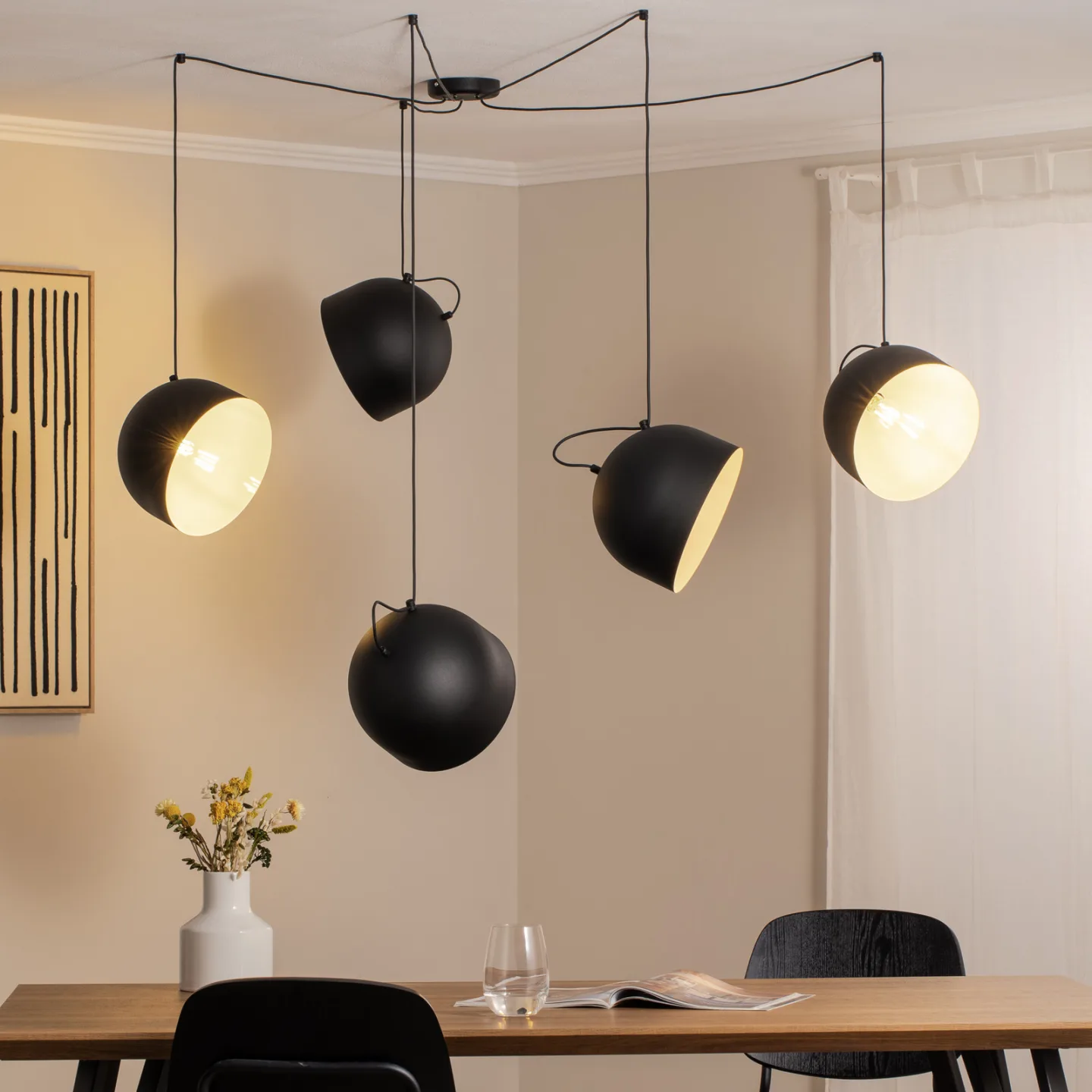 Pepe Hängelampe schwarz, 5-flammig - ALDEX - Wohnzimmer - Modern - Metall - Mehrflammig