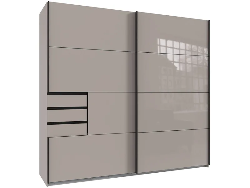 Schwebetürenschrank ASCONA beige 2 Türen 3 Schubladen