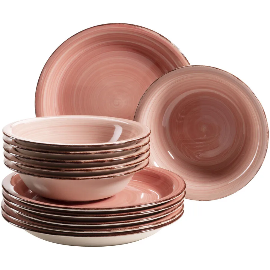 MÄSER Teller-Set Lumaca Korallenrot Steingut 12 Stk
