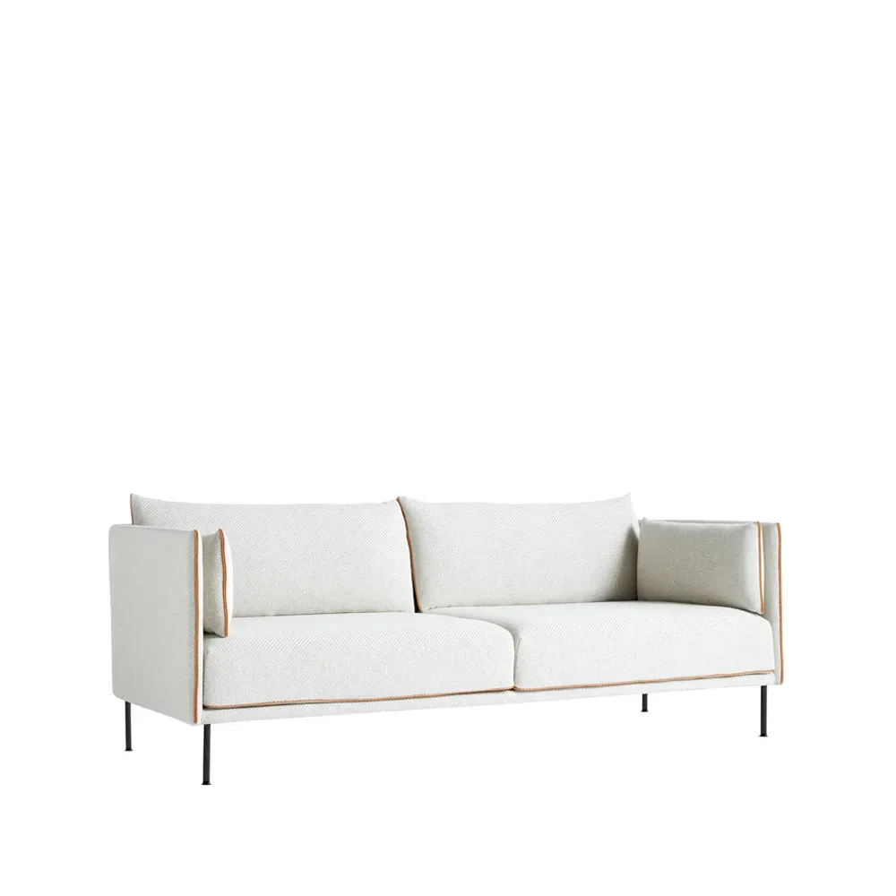 HAY Silhouette 3-Sitzer Sofa Beige-cognac Paspel-schwarze Metallbeine