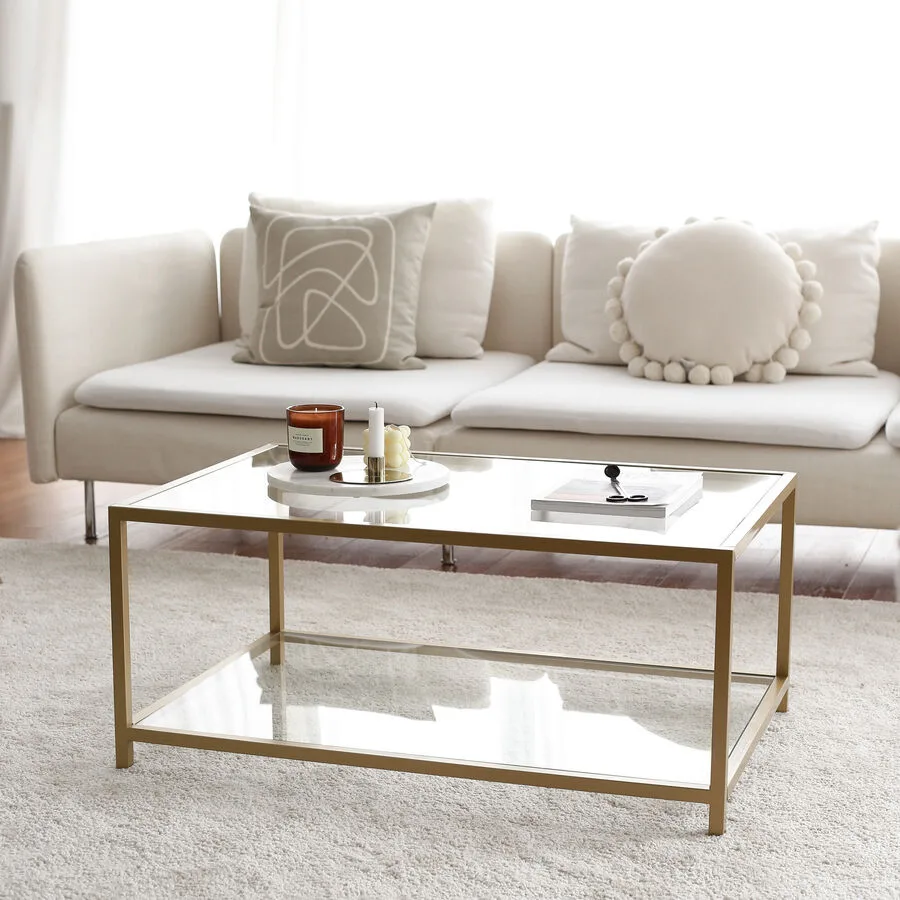 Salontisch Yasam Gold Glas 40 cm