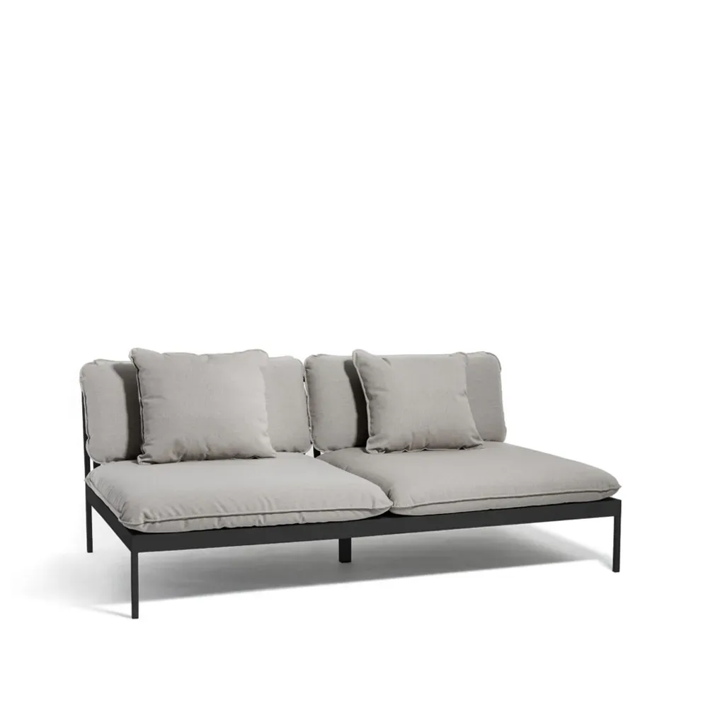 Skargaarden Bönan modulsoffa Sunbrella Sling light grey, 2-sits, mörkgrå aluminium ram