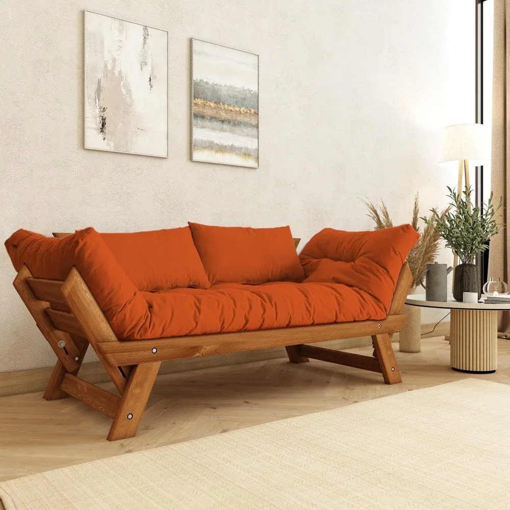 Zylar 2-sits Bäddsoffa - Brun/Orange