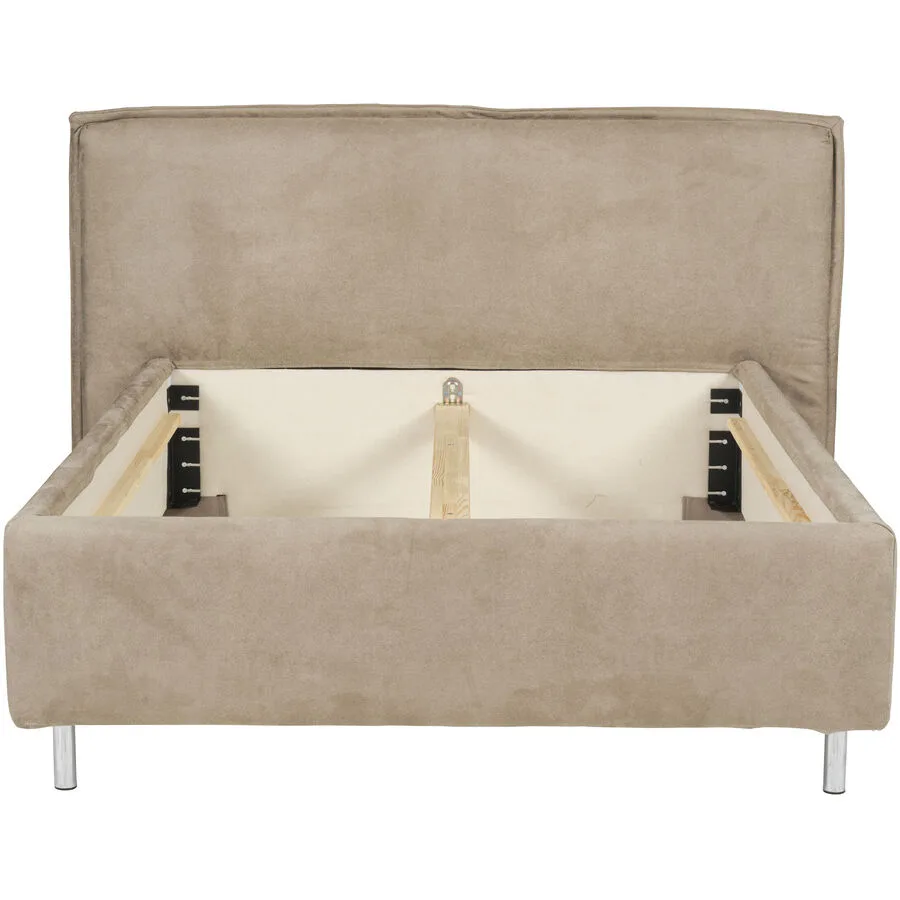 Bett Bow hellbeige Stoff 200 x 200 cm
