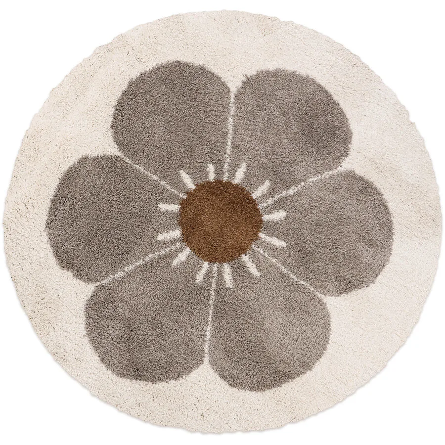 Kinderteppich Arnold taupe Polypropylen Blumenmuster 120 x 120 cm