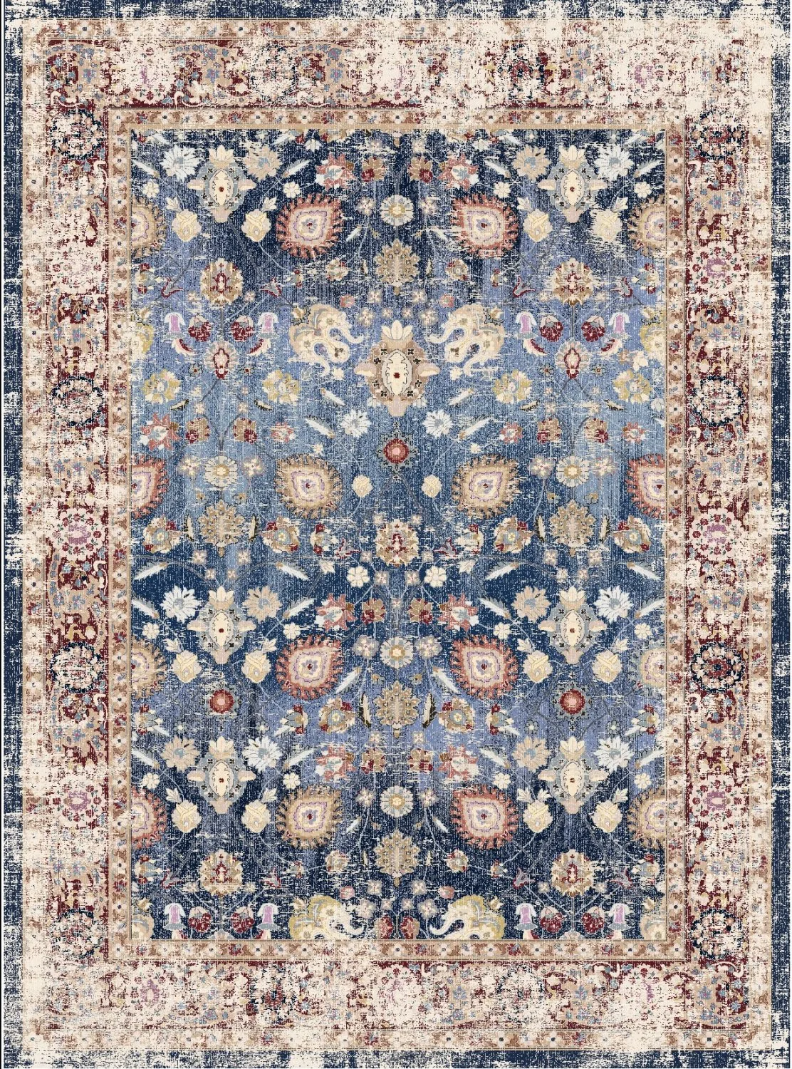 Wilton-teppe - Bouhjar (mørkeblå/multi) (Størrelse: 200 x 280 cm)