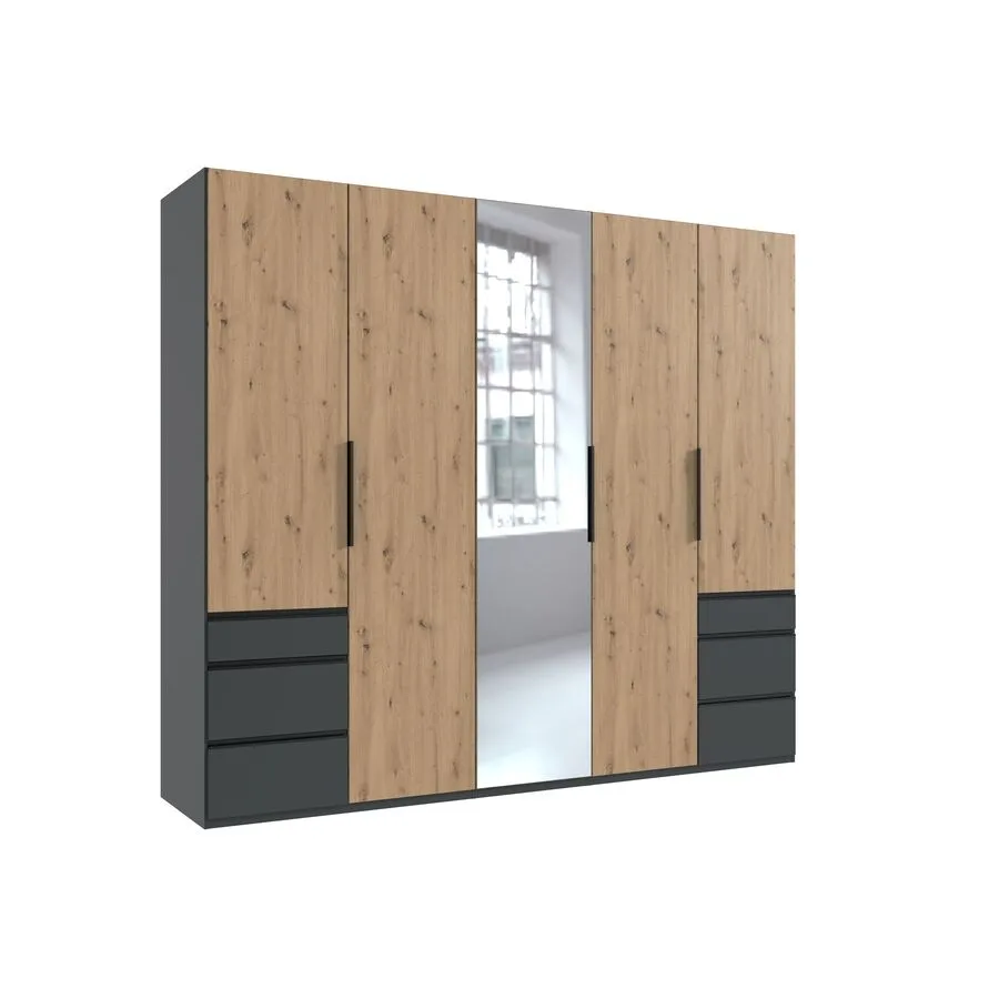 Kleiderschrank Sanko graphit/Eiche Nachbildung Holzwerkstoff B 250 cm