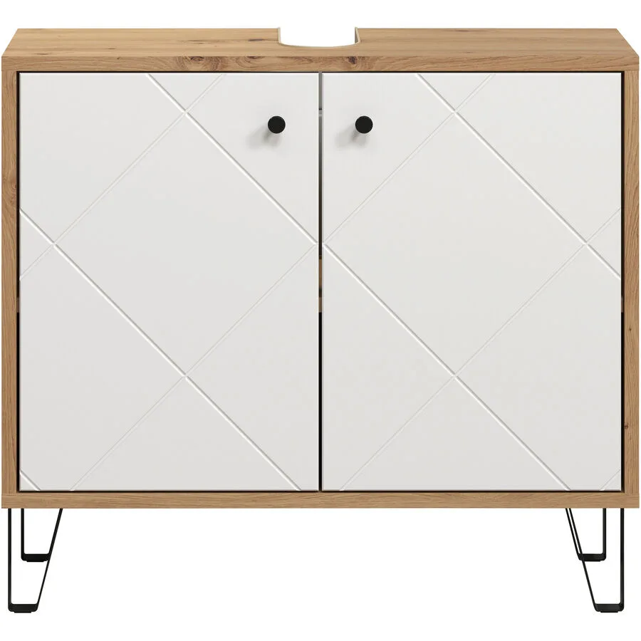 Waschbeckenunterschrank Keaton eiche Spanplatte B 69 T 33 H 61 cm