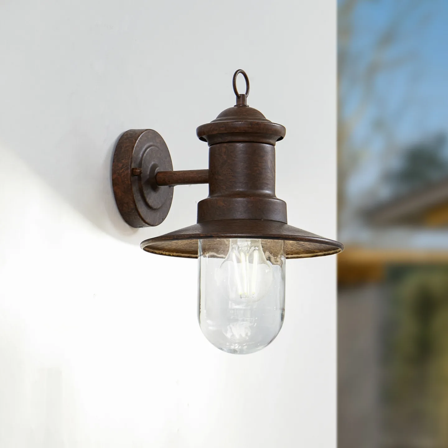 Eloretta Außenwandleuchte, rostfarben - Lindby - Terrasse - Landhaus / Rustikal - Metall - Einflammig