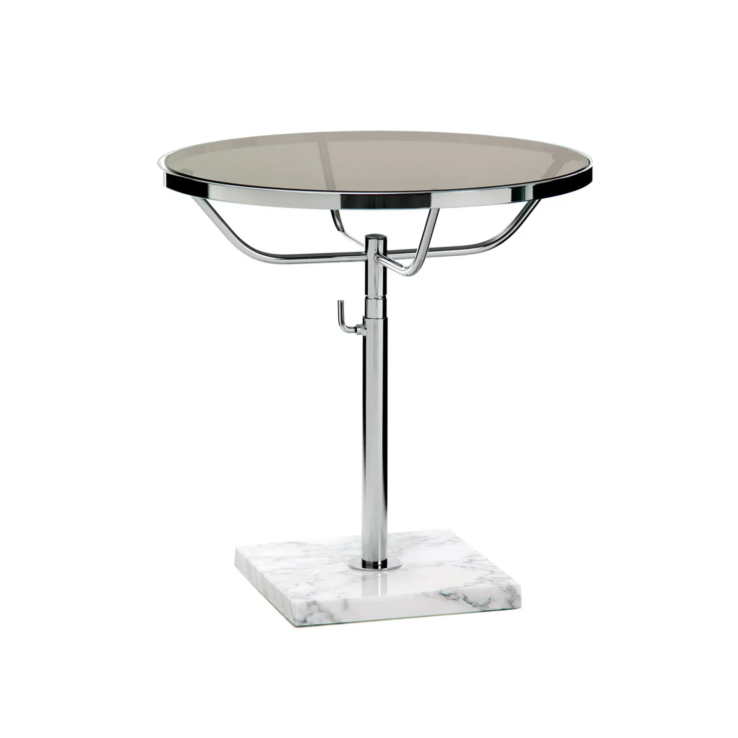 DUX - Pronto XL Sängbord Ø 70 cm, Fot Vit Marmor, Höj- Och Sänkbart Stativ - Sängbord - DUX Design Team - Vit - Glas/Metall/Sten