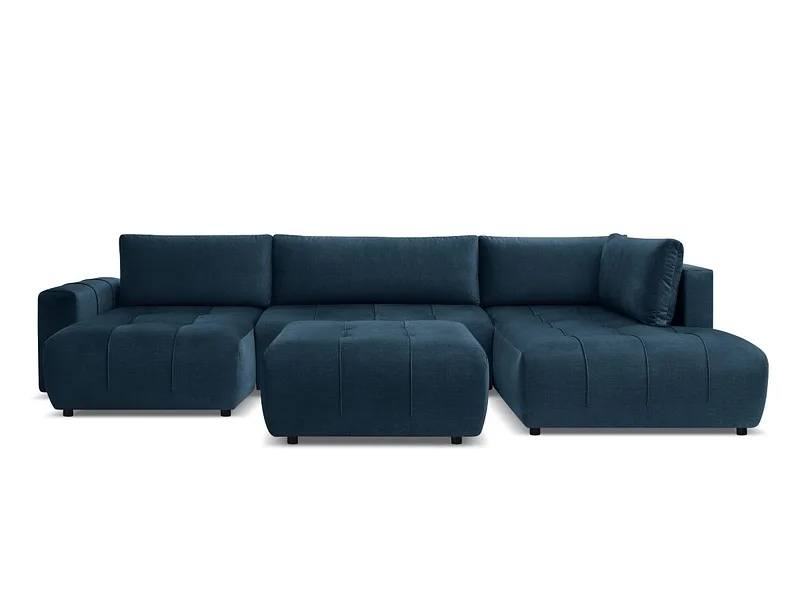 Panorama-Ecksofa mit Hocker BOBOCHIC ARSENE Samt blau