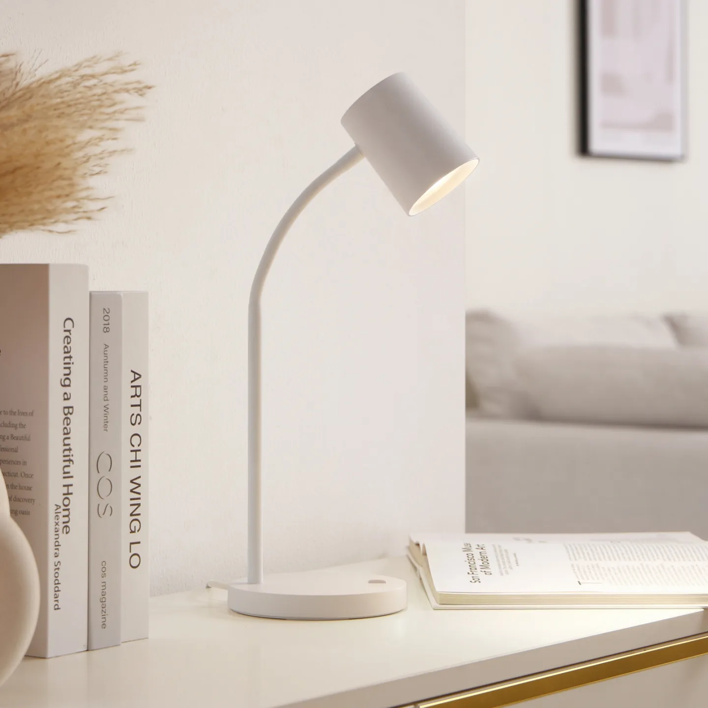 Radka Tischleuchte Weiß - Lindby - Arbeitszimmer / Büro - Modern - Kunststoff - Einflammig