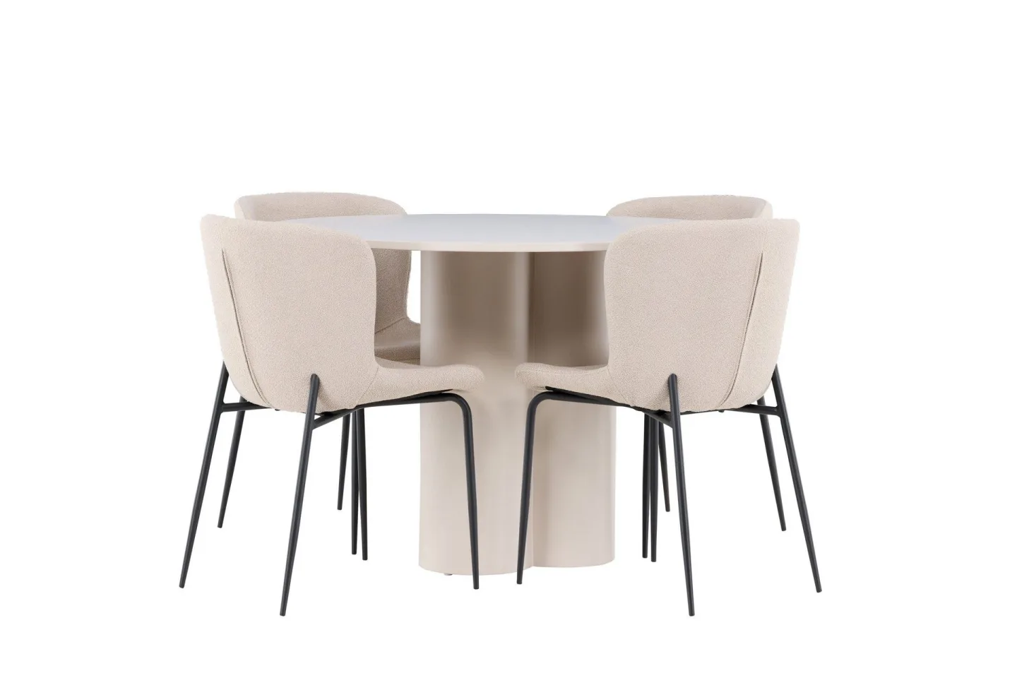 Olivia Matgrupp 110 cm Rund med 4 Modesto stolar - Beige/Beige
