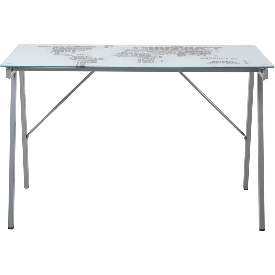 Schreibtisch Viktor weiss/grau Metall/Glas B 113 T 58 cm