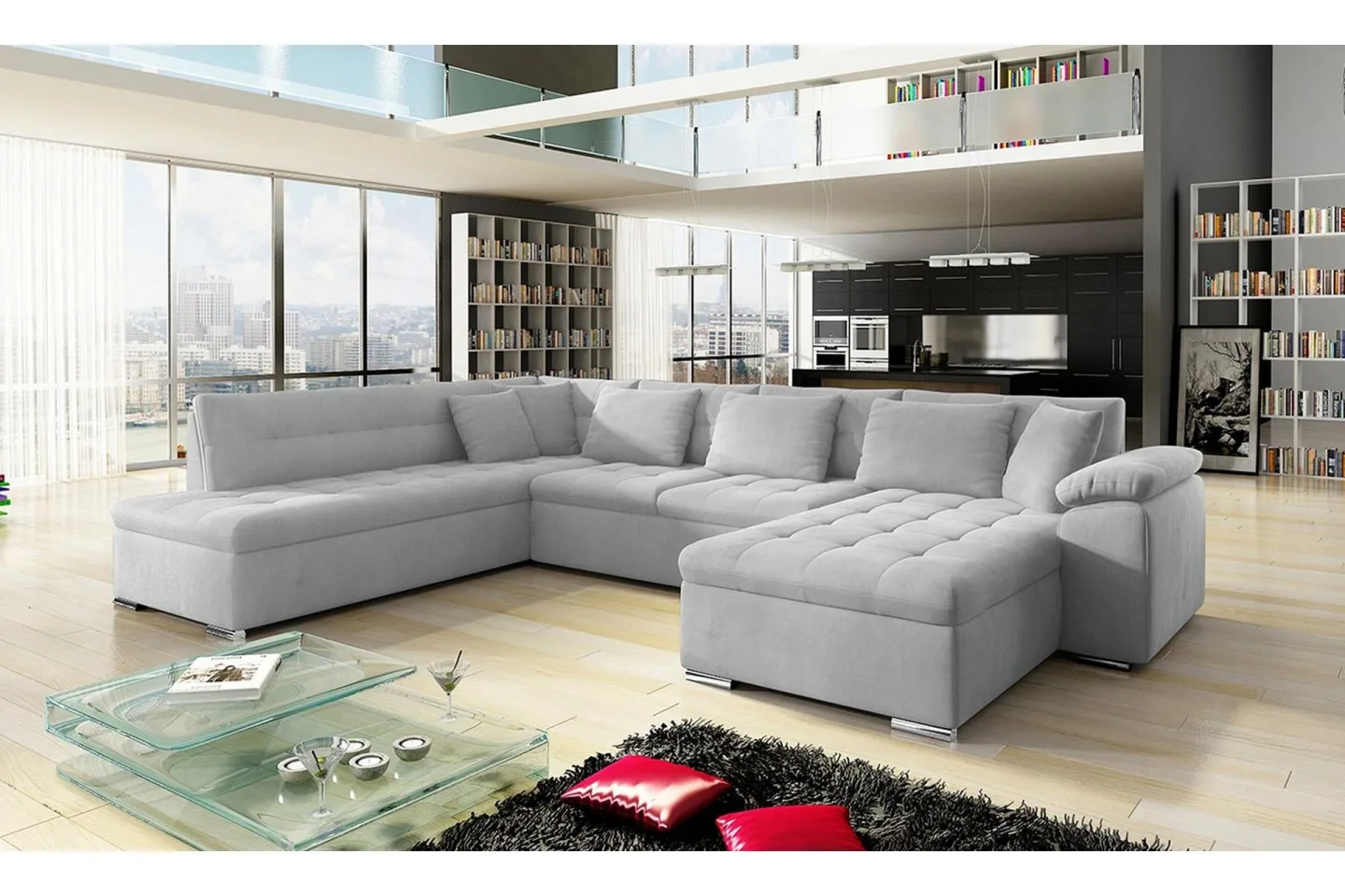 Dynir Bäddsoffa m. Divan och Schäslong 4-sits - Vit