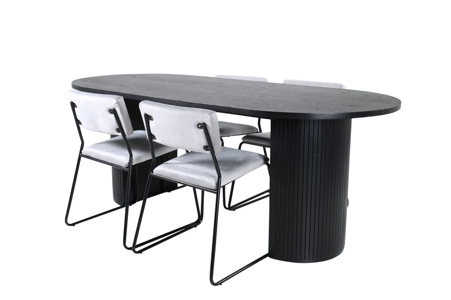 Bianca Matgrupp 200 cm Oval med 4 Kenth stolar - Svart