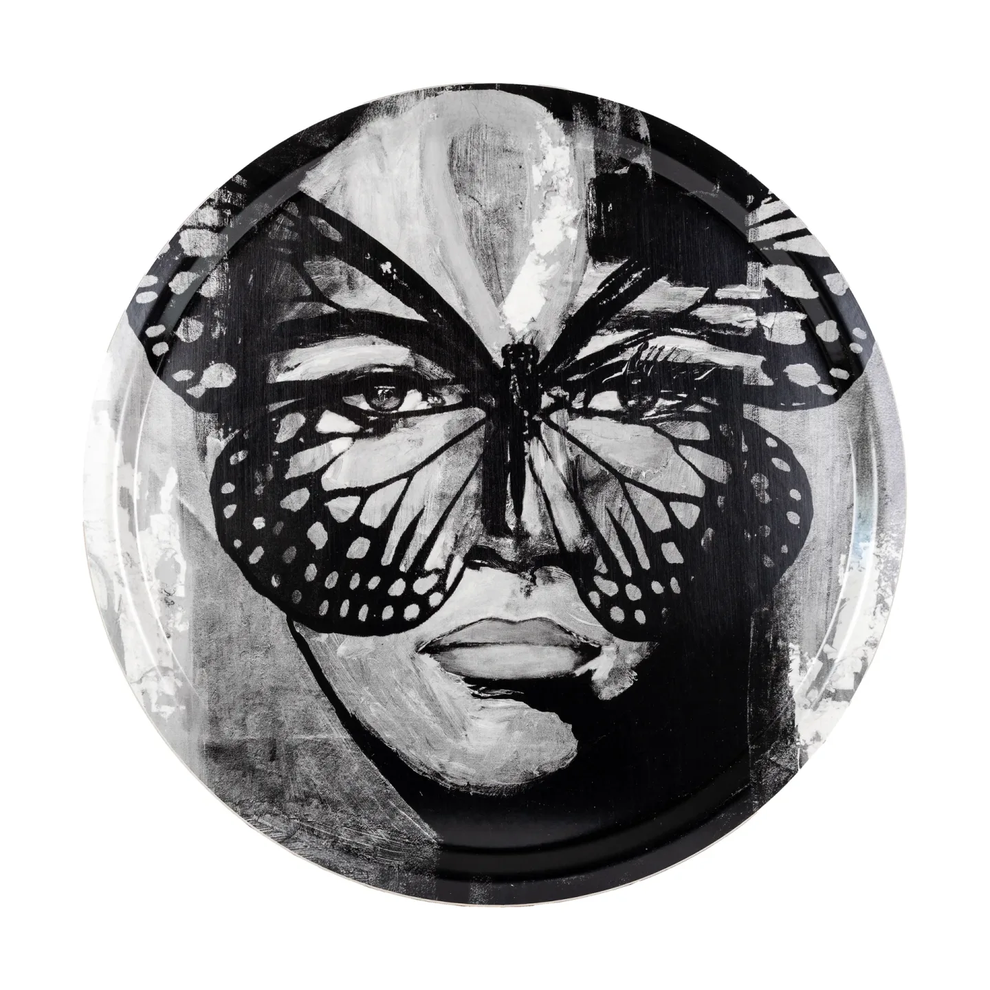 Carolina Gynning Golden Butterfly Tablett Ø46 cm Black-white