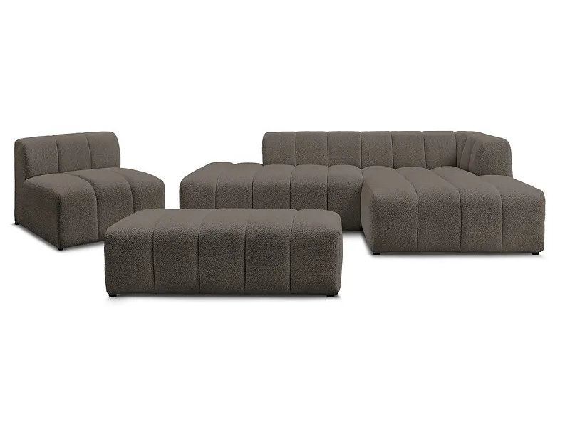 BOBOCHIC Ecksofa mit Hocker ANNECY Boucle-Stoff rotbraun
