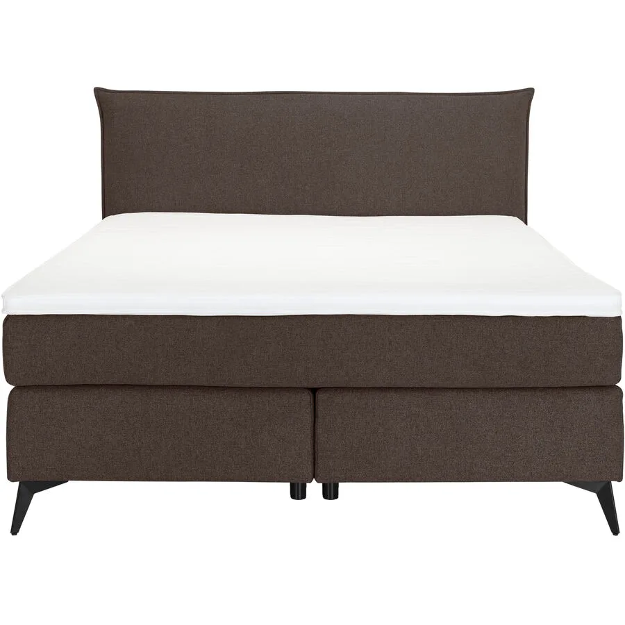 MyDeal Boxspringbett Ron taupe Polyester 140 x 200 cm