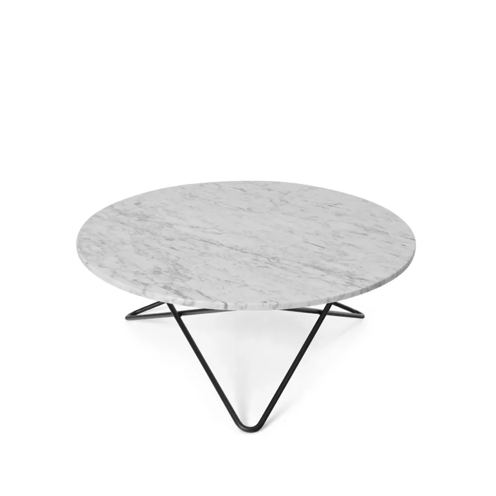 OX Denmarq O Table Couchtisch Marmor Weiß, Gestell schwarz lackiert