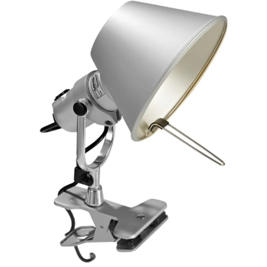 Designer-Tischlampe zum Klemmen Artemide Tolomeo Pinza dimmbar H 23 cm - Farbe: Silber - LED - Lichtfarbe: Warmweiss - Material: Aluminium -