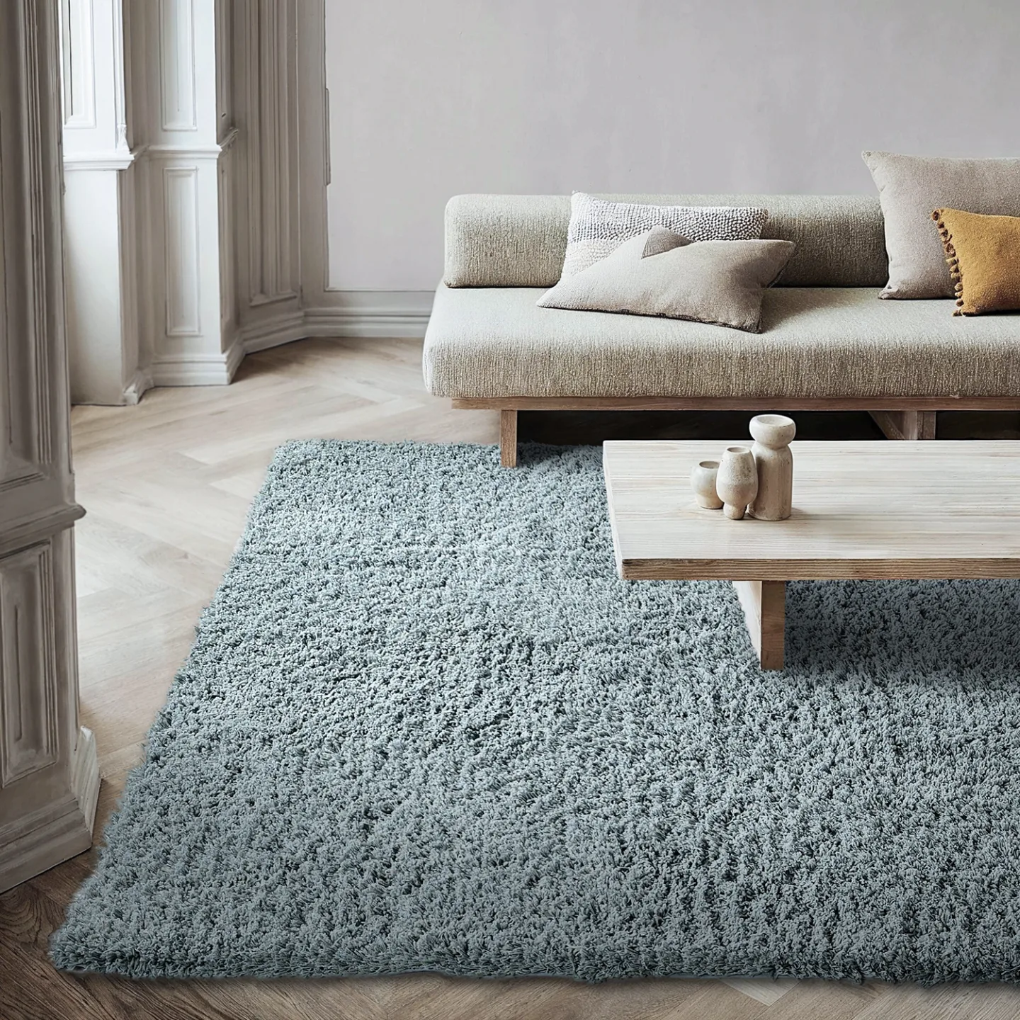 Ryetepper - Combarro Solid Cotton Shaggy (lyseblått) (Størrelse: 160 x 230 cm)