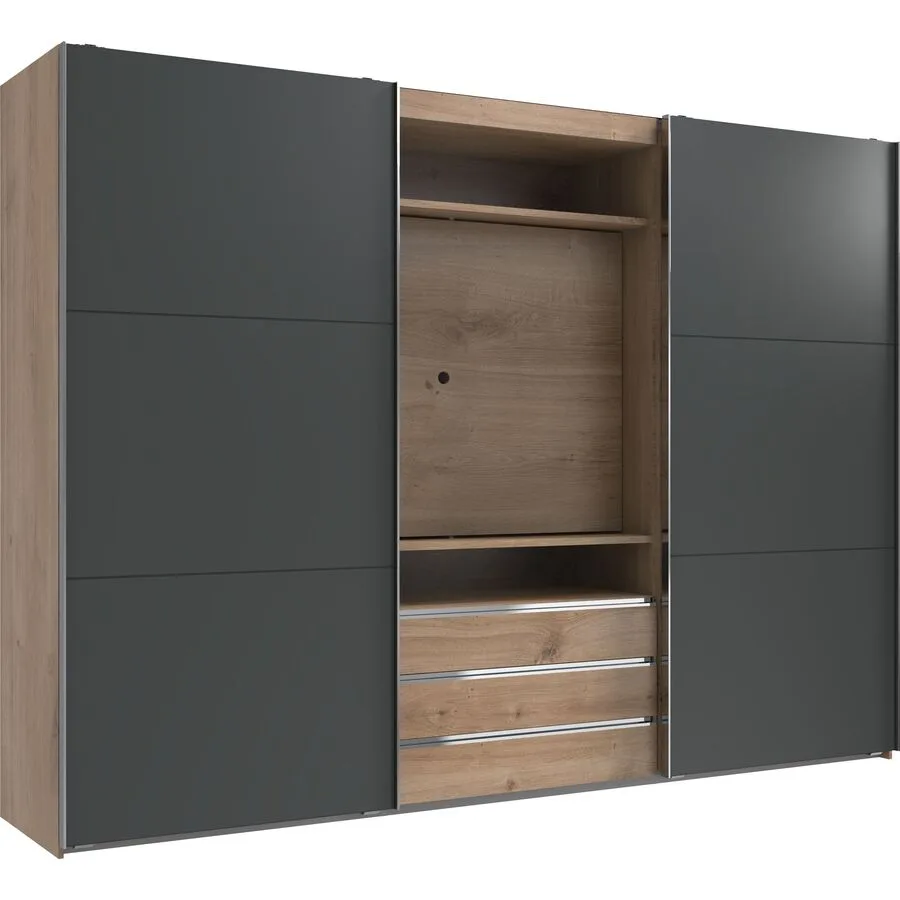 Kleiderschrank Mora Plankeneiche/graphit Holzwerkstoff B 300 cm
